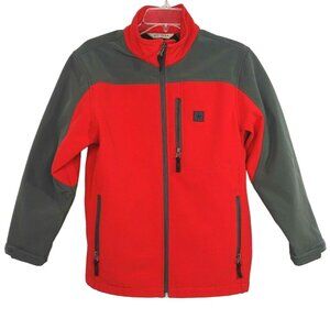 Arizona Full Zip Jacket Boys Size M 10-12 Red Gray Zippered Pockets FLAW
